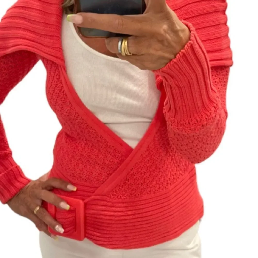 Cache Side Bucket Open Wrap Knit Cardigan.Size S